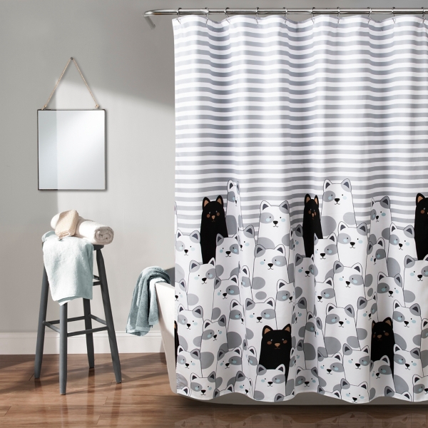 Gray And Black Bear Striped Shower Curtain Kirklands