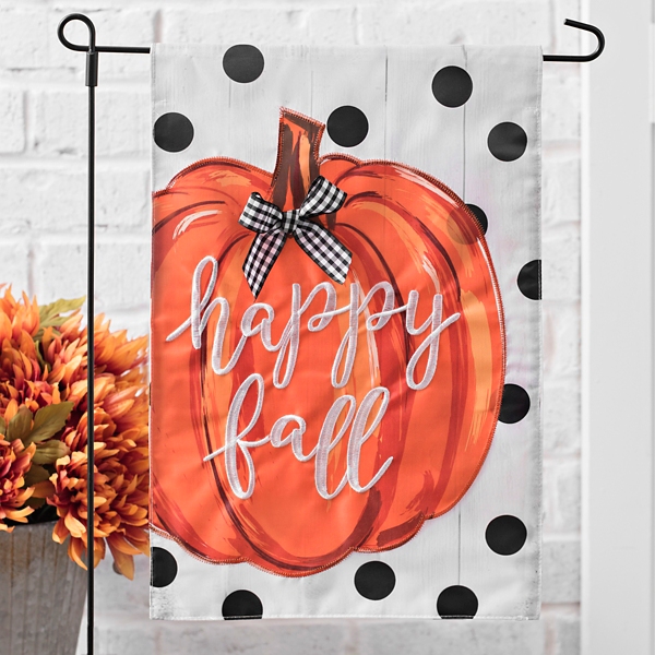 Polka Dot Happy Fall Pumpkin Flag Kirklands