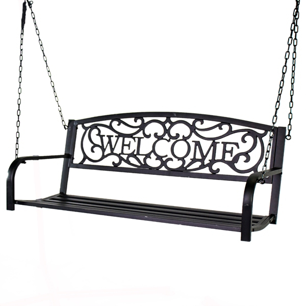 Metal Welcome Sentiment Porch Swing Kirklands