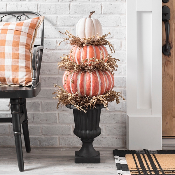 Orange And White Pumpkin Topiary Kirklands