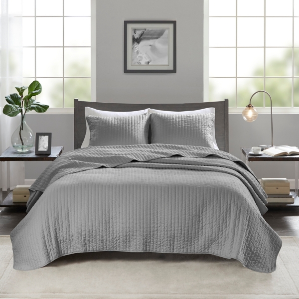 Gray Jaxson 3 Pc Reversible Queen Coverlet Set Kirklands