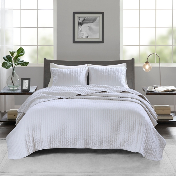 White Jaxson 2 Pc Reversible Twin Coverlet Set Kirklands