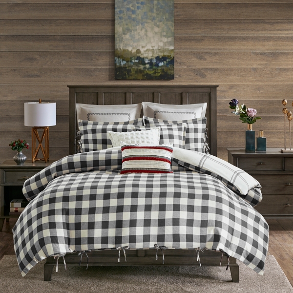 Gray Buffalo Check 8 Pc Queen Comforter Set