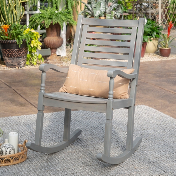 Gray Wash Wood Patio Rocking Chair