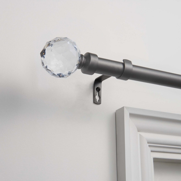 Gunmetal Crystal Ball Curtain Rod 72 In Kirklands