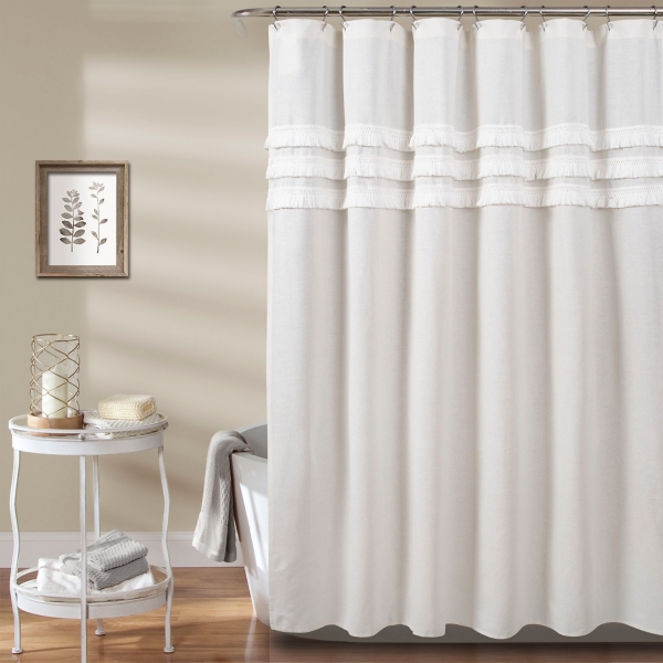 White Ciel Tassel Shower Curtain Kirklands