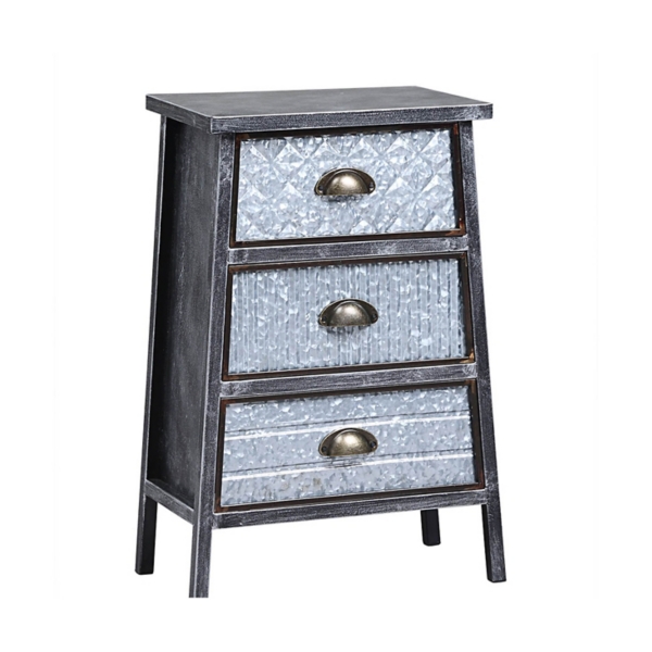 Gray Armana Embossed Metal 3 Drawer Side Table Kirklands