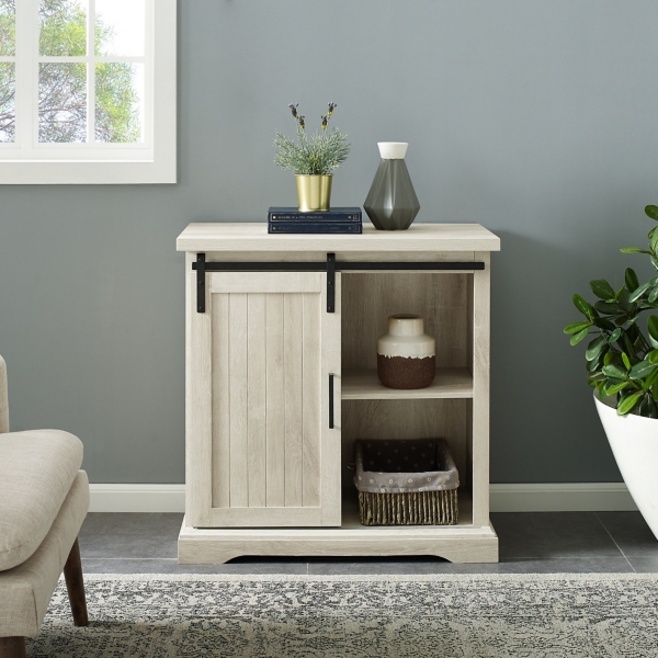 White Oak Grooved Sliding Barn Door Cabinet Kirklands