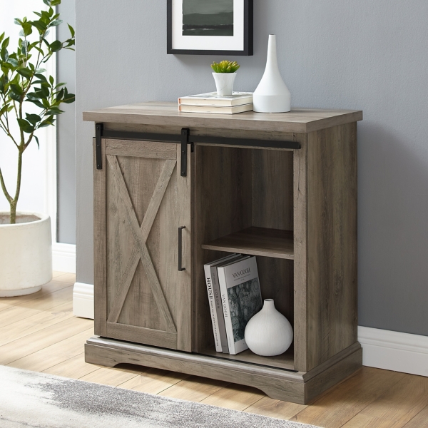 Gray Wash Sliding Barn Door Cabinet Kirklands