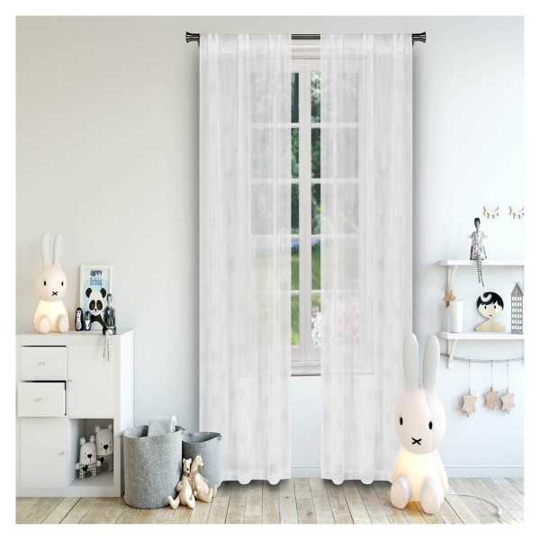 Metallic Silver Sheer Curtain Panel Set 84 In Kirklands