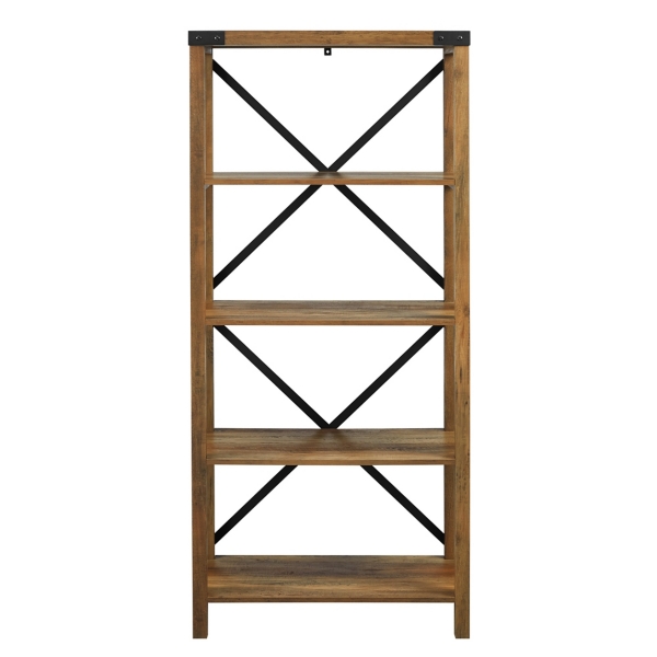 Rustic Oak Metal X Frame Back Bookshelf Kirklands