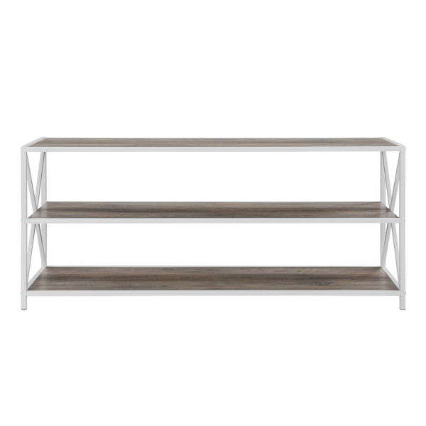 Gray Wash Industrial X Frame Bookshelf 60 In Kirklands