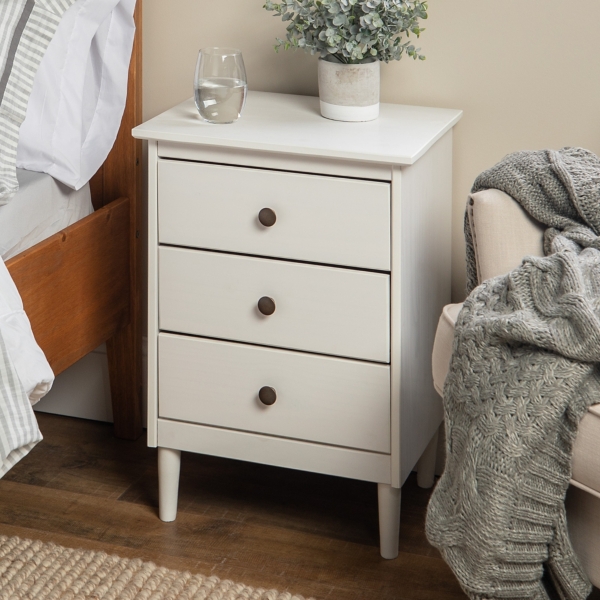 White 3 Drawer Wood Nightstand Kirklands