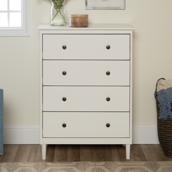 White Solid Wood 4 Drawer Chest Kirklands