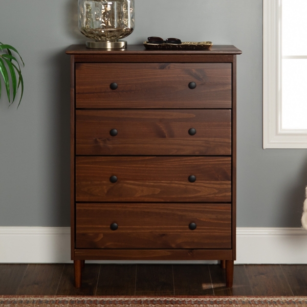 Walnut Solid Wood 4 Drawer Chest Kirklands