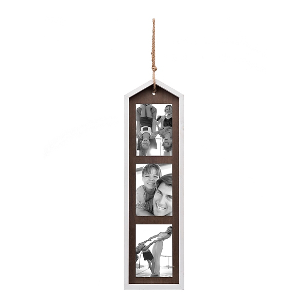 New! Vertical Wood Tag 3-Opening Collage Frame