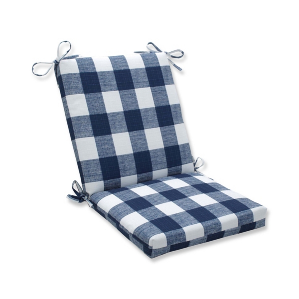 Navy Buffalo Check Squared Outdoor Chair Cushion Kirklands