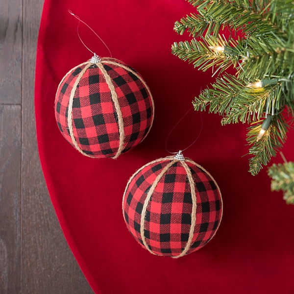 Red And Black Buffalo Check Ornaments Set Of 2 Kirklands