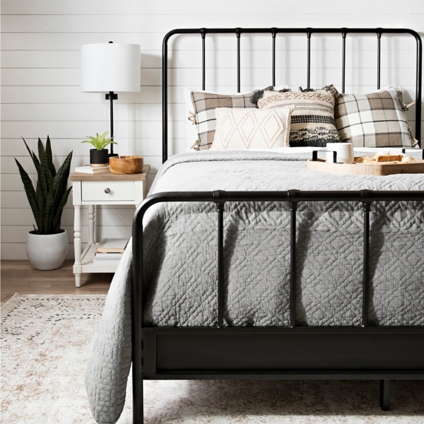 Black Metal Farmhouse Queen Bed Frame