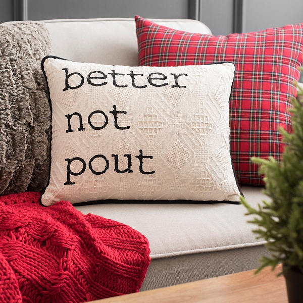 Better Not Pout Textured Christmas Accent Pillow Kirklands
