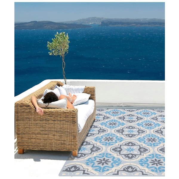 Blue Patterned Piazza Outdoor Area Rug 8x10 Kirklands