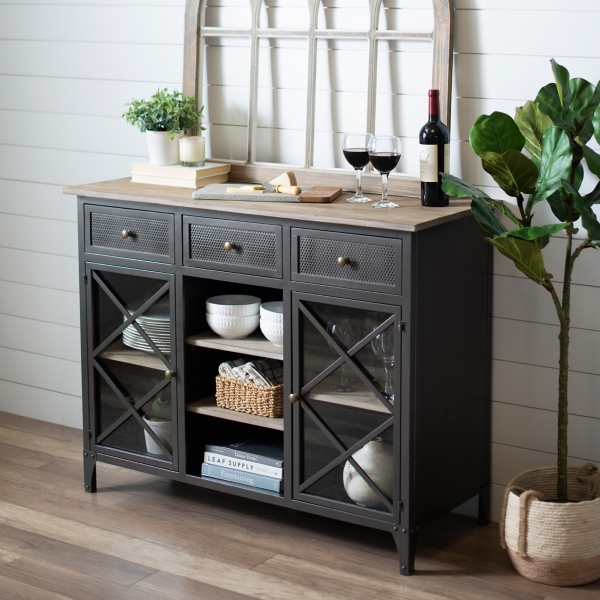 Pewter Metal Farmhouse Cabinet Kirklands