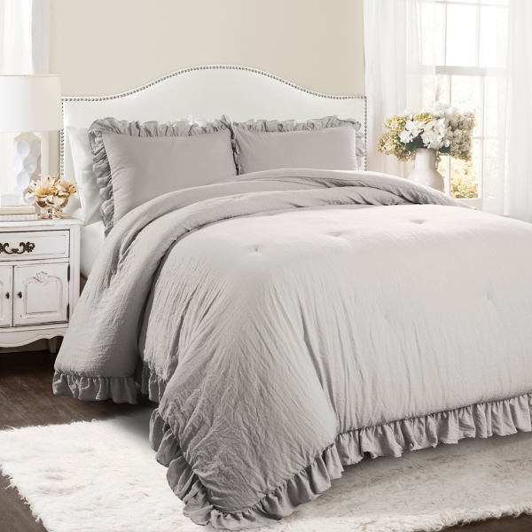 Gray Reyna Ruffle 3 Pc King Comforter Set Kirklands