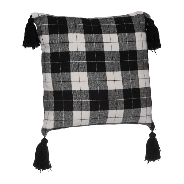 Black And White Plaid Tassel Pillow Kirklands