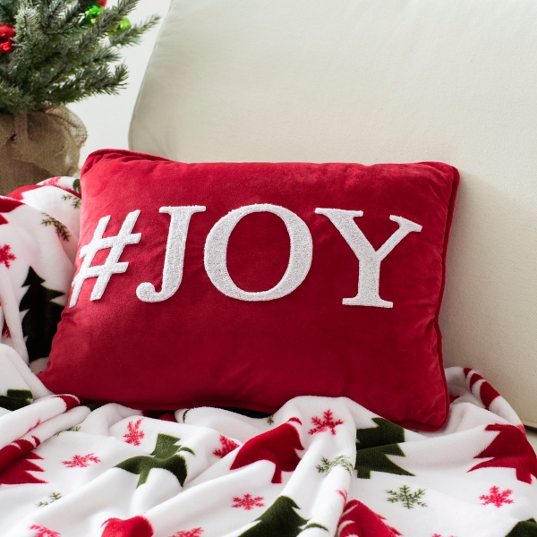 Red Hashtag Joy Accent Pillow Kirklands