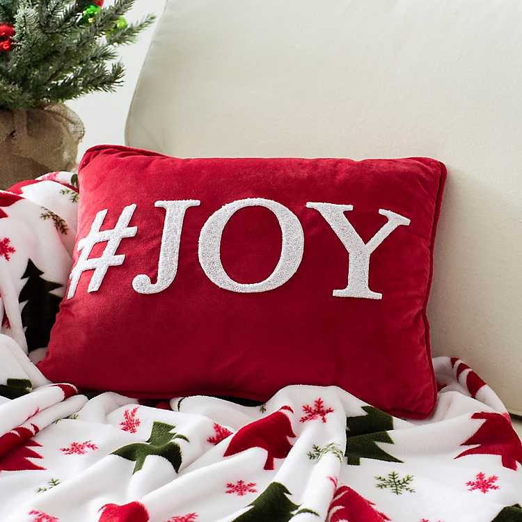 Red Hashtag Joy Accent Pillow Kirklands