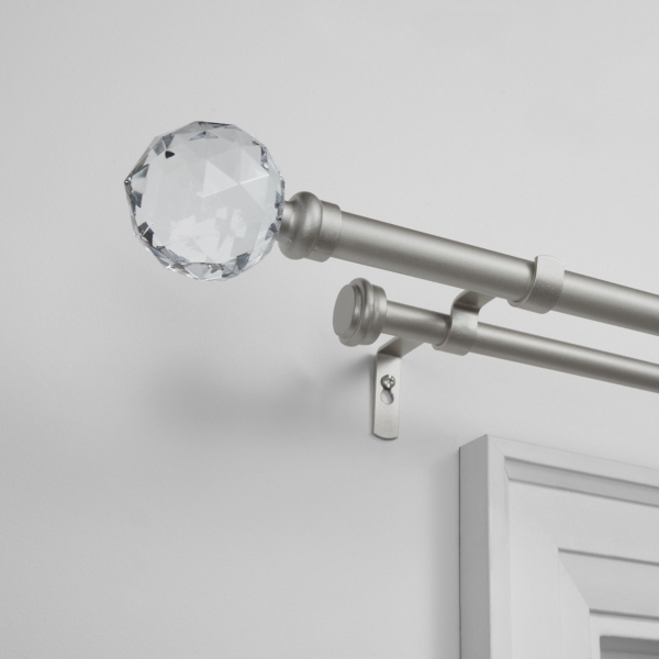 Silver Crystal Ball Double Curtain Rod 72 In Kirklands