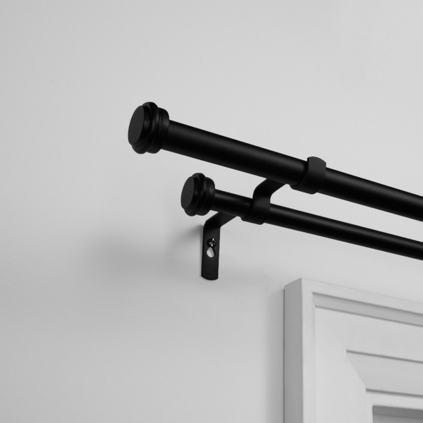 Matte Black Topper Double Curtain Rod 72 In Kirklands