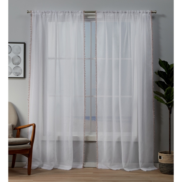 Blush Pom Pom Curtain Panel Set 96 In Kirklands