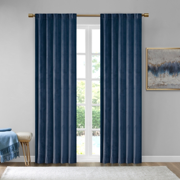 Navy Velvet Greta Curtain Panel Set 84 In Kirklands