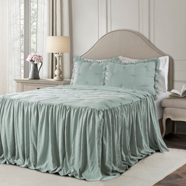 Seafoam Pintuck Skirt 3 Pc Queen Comforter Set Kirklands