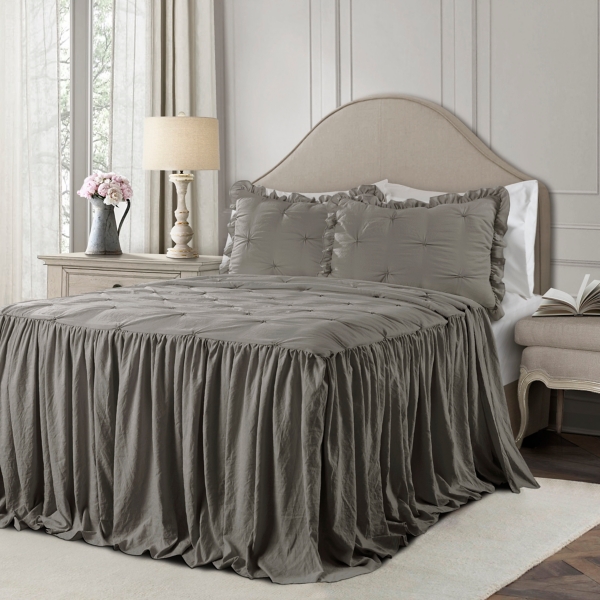 Dark Gray Pintuck Skirt 2 Pc Twin Comforter Set Kirklands