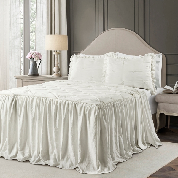 White Pintuck Skirt 3 Pc Queen Comforter Set Kirklands