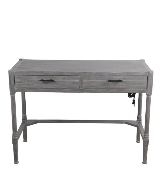 Gray 2 Drawer Usb Port And Outlet Writing Desk Kirklands