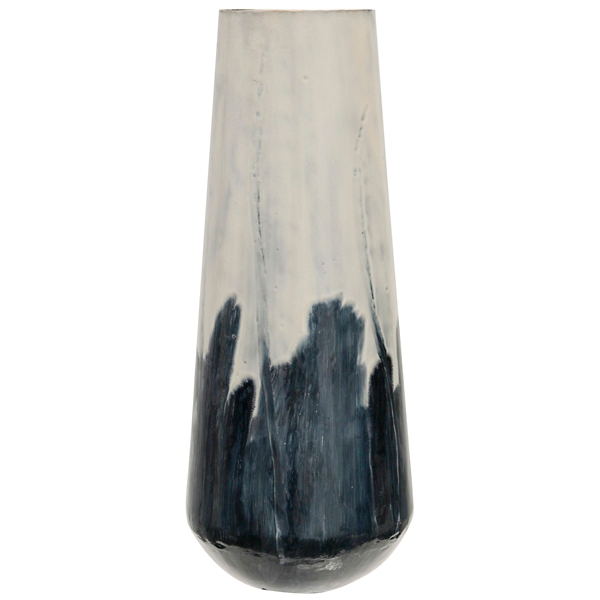 Blue And White Painted Metal Vase Kirklands