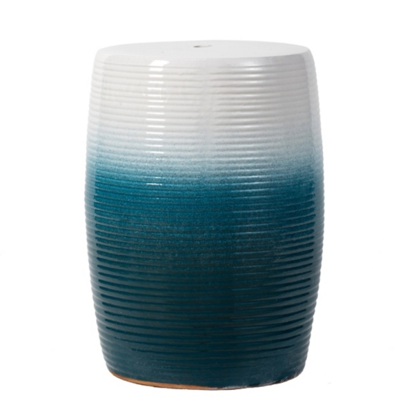 White And Blue Two Tone Ceramic Garden Stool Kirklands