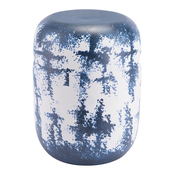 White And Navy Blue Ceramic Garden Stool Kirklands