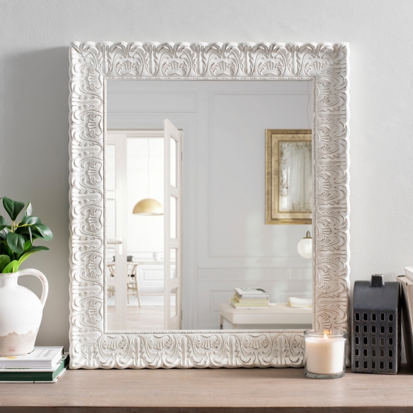 White Ornate Framed Mirror | Tyres2c on Kirklands Large Mirror id=56336