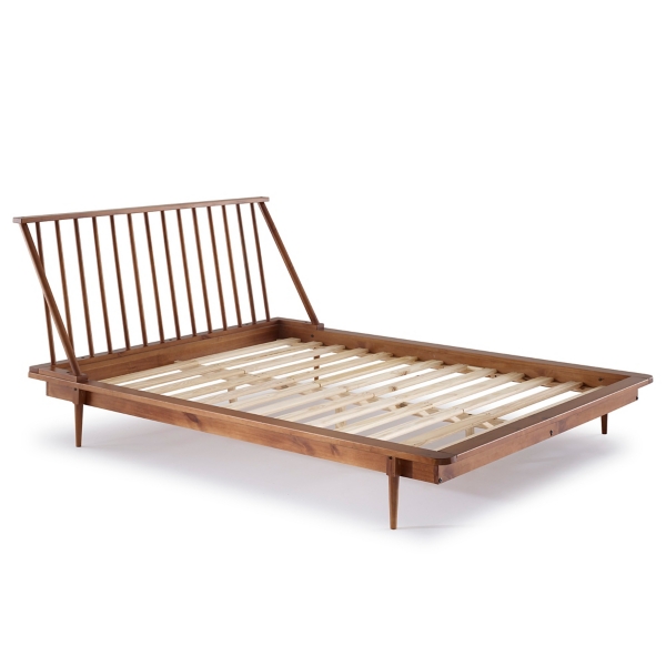 Caramel Mid Century Modern Queen Bed Frame