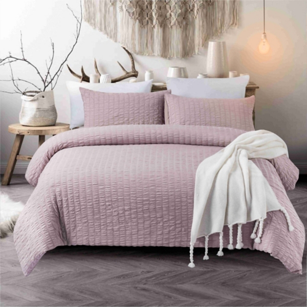 Mauve Shelby Seersucker 3 Pc King Duvet Set Kirklands