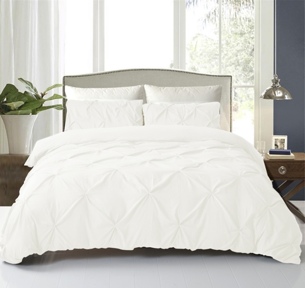 White Kacey Pintuck 3 Pc King Duvet Set Kirklands