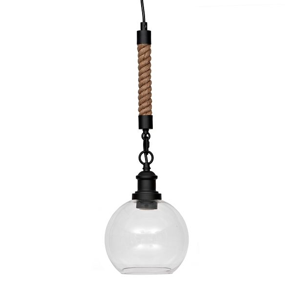 Glass Orb With Rope Pendant Light