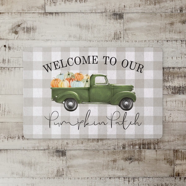 Green Truck Pumpkin Patch Floor Mat