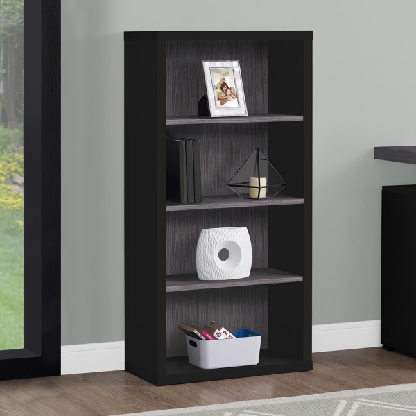 Black And Gray 3 Tier Adjustable Bookshelf Kirklands