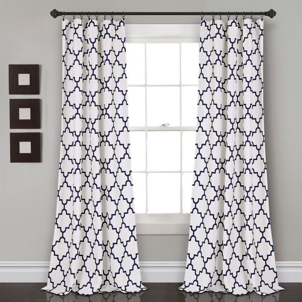 Navy Trellis Darkening Curtain Panel Set 108 In Kirklands