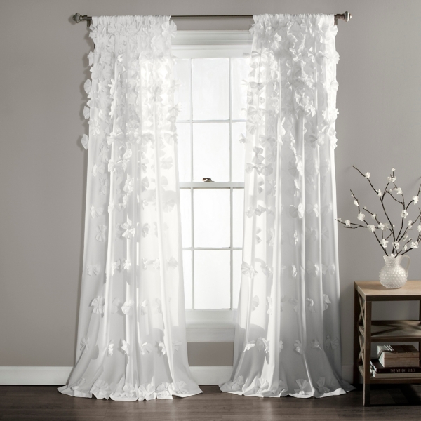 White Riley Cascading Bows Curtain Panel 108 In Kirklands